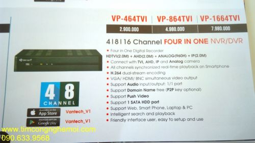 ĐẦU GHI  8 KÊNH VANTECH VP864TVI