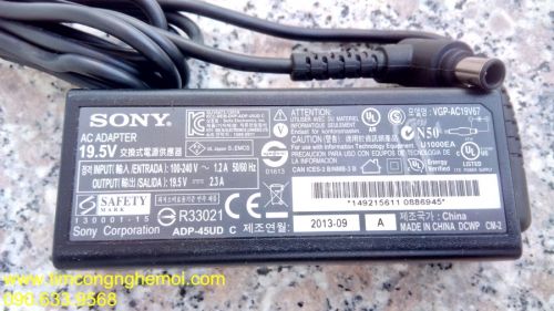 Sạc zin laptop SONY 19.5v 2.3A đầu kim 6mm