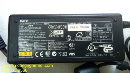 Sạc zin NEC 15v 4A đầu 6.5mm